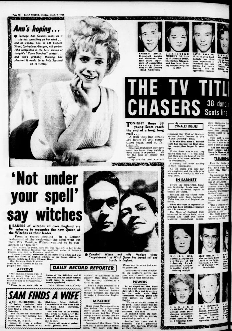 '"Not under your spell" say witches', Daily Record, 9 March 1964