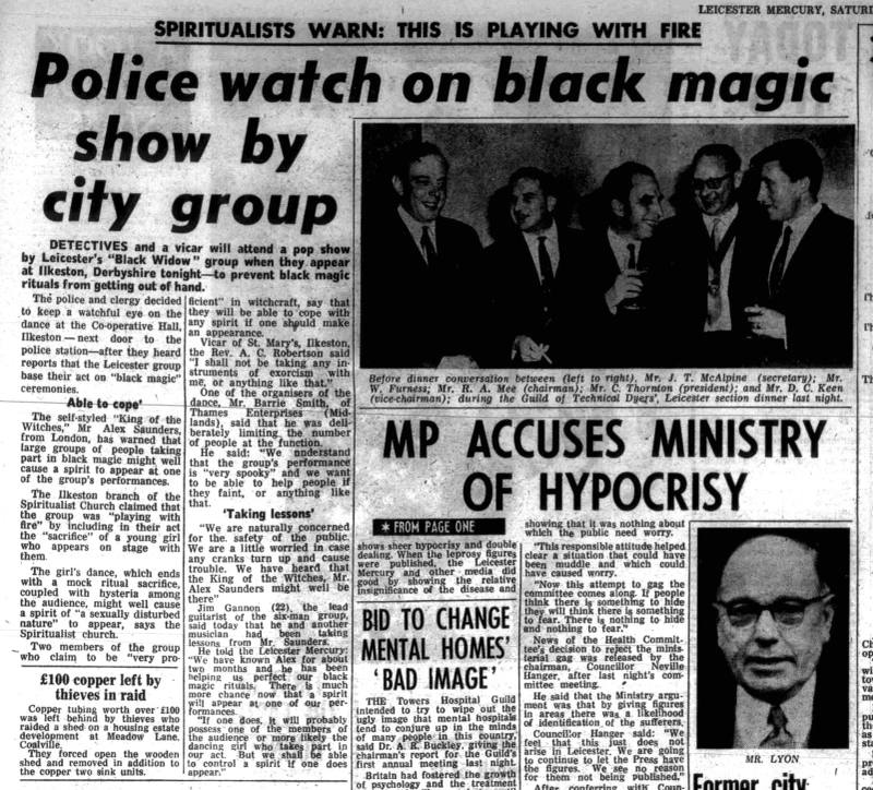 'Police watch on black magic show by city group', Leicester Mercury, 21 March 1970