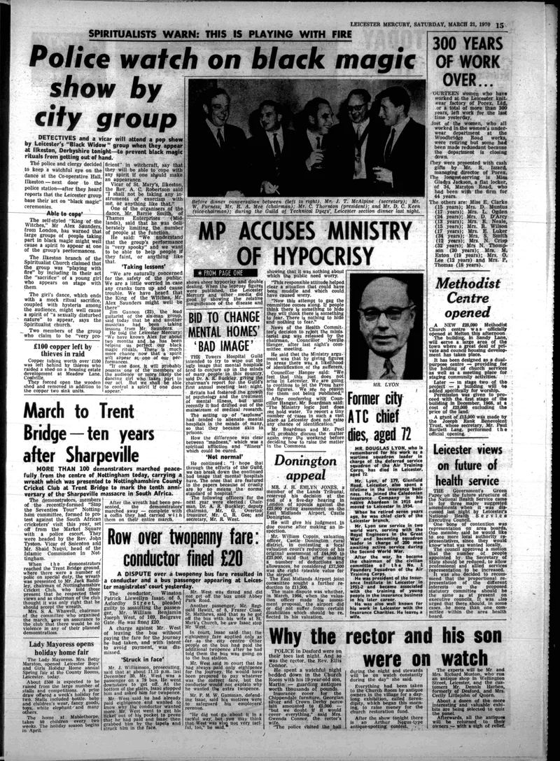 'Police watch on black magic show by city group', Leicester Mercury, 21 March 1970