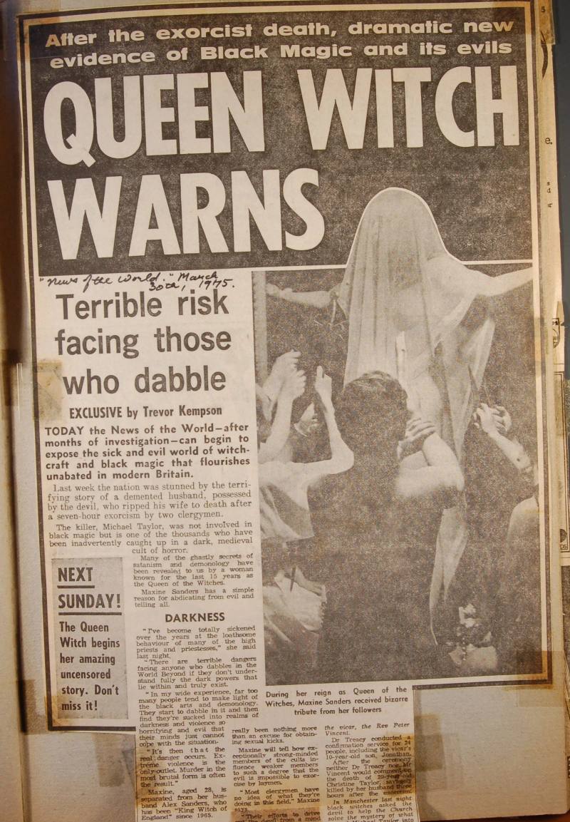 Newspaper article - QUEEN WITCH WARNS