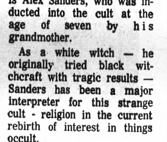 'Sanders: King of Witches', Anniston Star, 29 March 1970