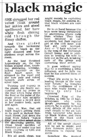 'That old black magic', Michael Walters, Sunday Sun, 15 March 1970