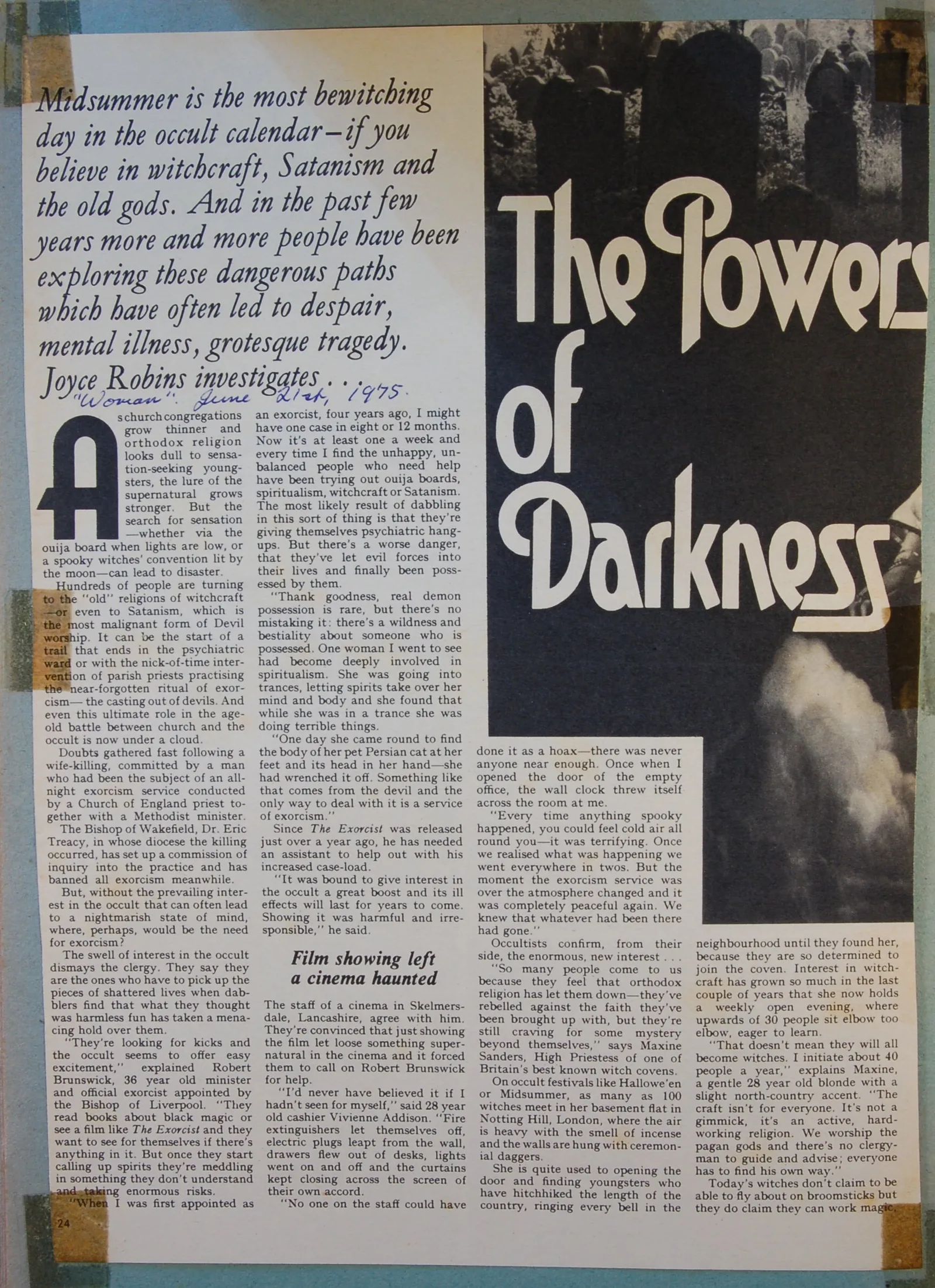 'The Powers of Darkness' - magazine article
