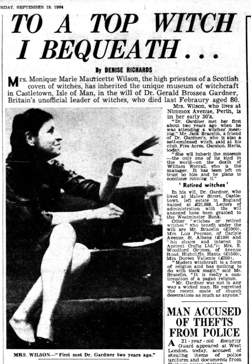 'To a top witch I bequeath...', Denise Richards, Evening Standard, 19 September 1964
