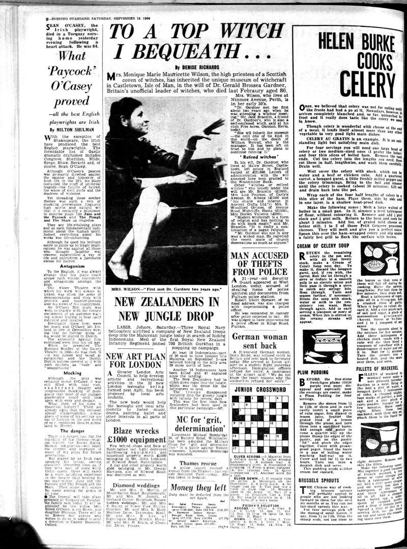 'To a top witch I bequeath...', Denise Richards, Evening Standard, 19 September 1964