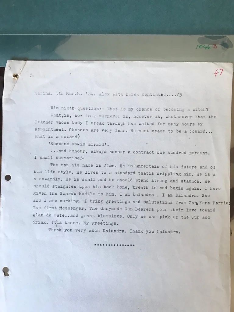 Trance Notes - His ninth question... (Incomplete. Last page of set), document 1046