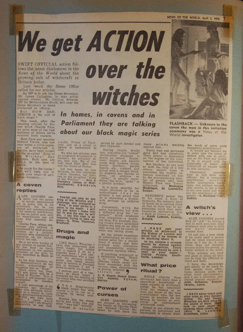 News of the World, Newspaper article - We get ACTION over the Witches