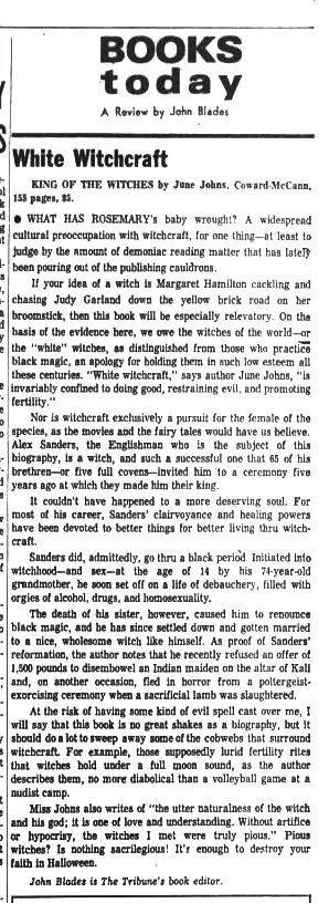'White witchcraft', John Blades, Chicago Tribune, 27 March 1970