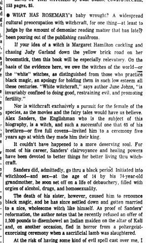'White witchcraft', John Blades, Chicago Tribune, 27 March 1970