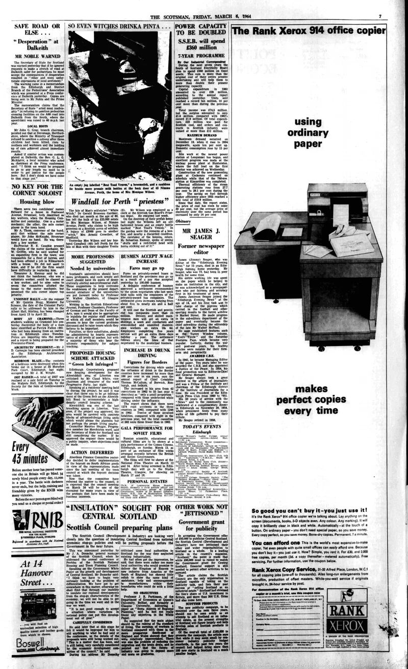 'Windfall for Perth "priestess"', The Scotsman, 6 March 1964
