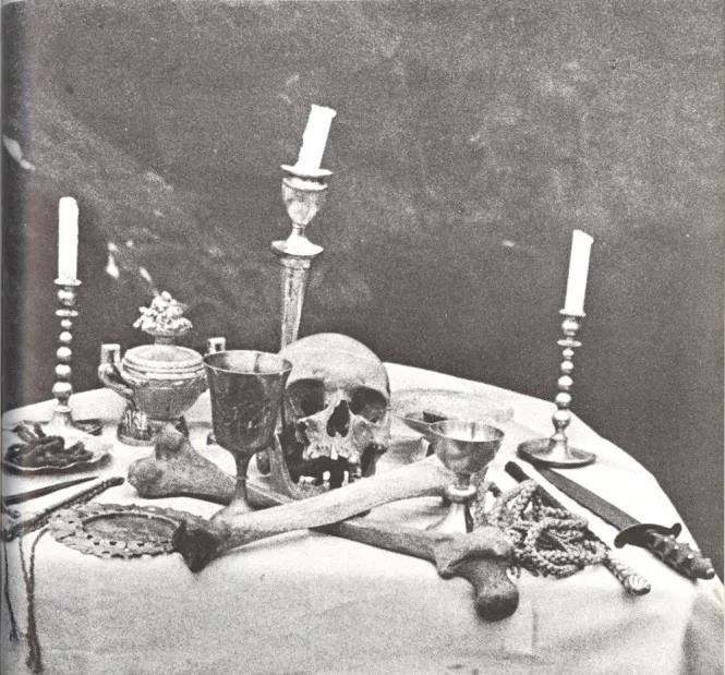Winter ritual table with ritual items