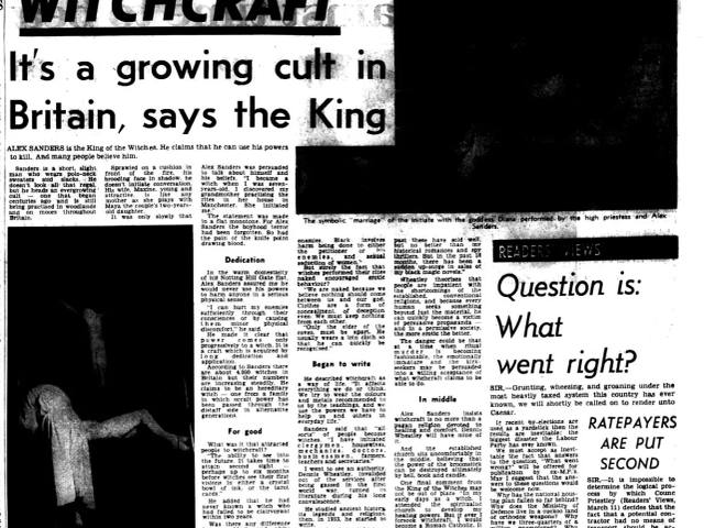 'Witchcraft: It's a growing cult in Britain, says the King', The Bolton News, 21 March 1970
