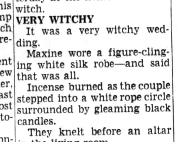 'Witches Wed, Plan Public Appearance', Stockton Evening and Sunday Record, 8 December 1965