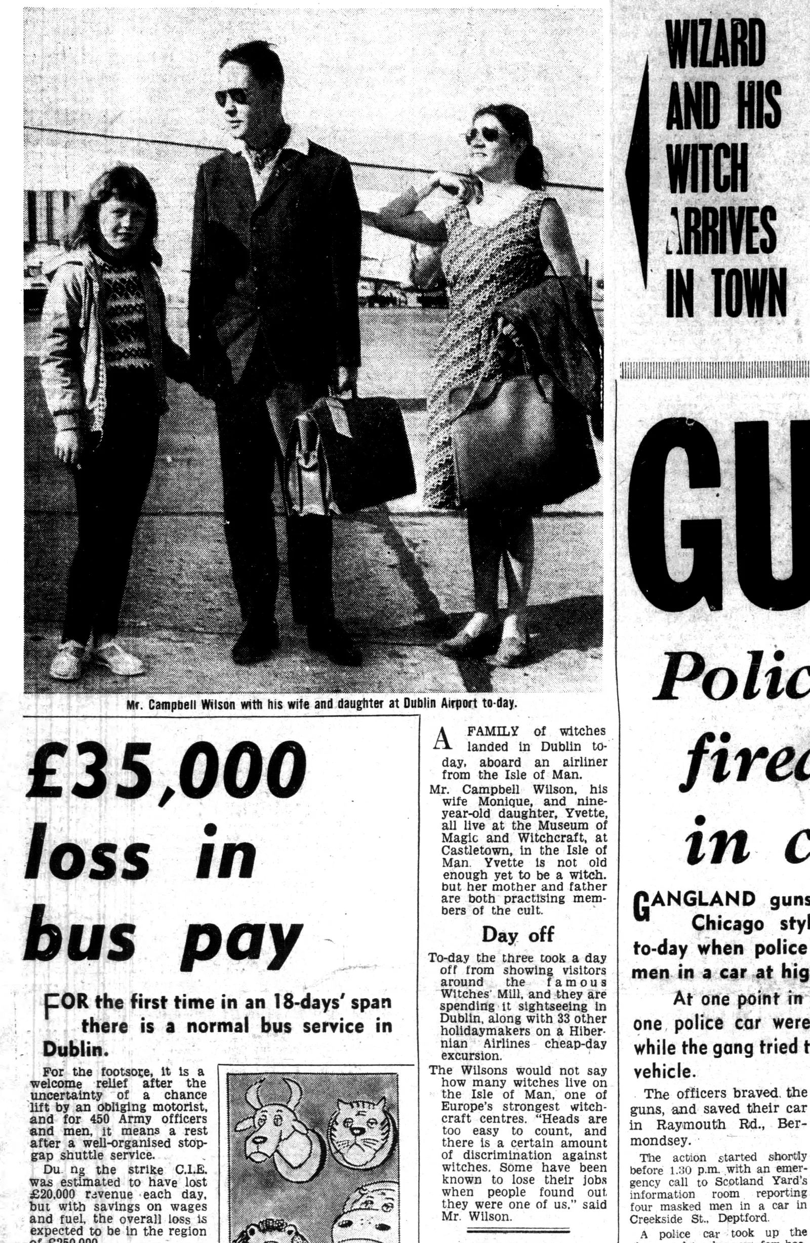 'Wizard and his witch arrives in town', Evening Herald (Dublin), 25 August 1966